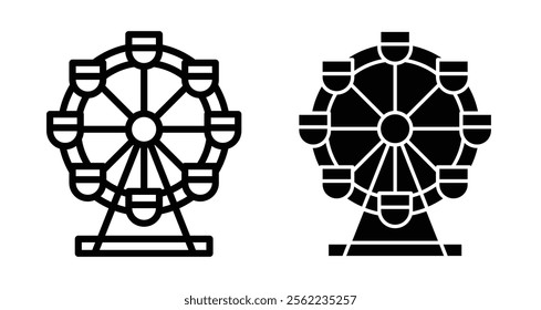 Ferris wheel Icons pack in outlined and flat versions