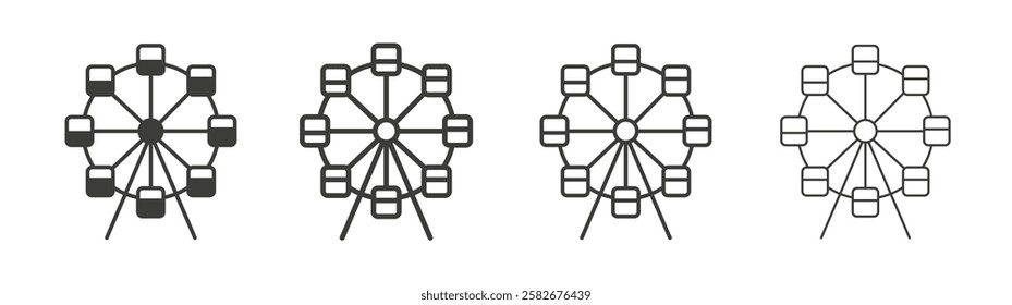 Ferris wheel icons set vectors graphic designs