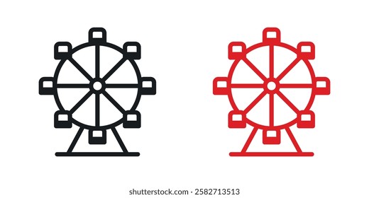 Ferris wheel icons set vectors black and colored style