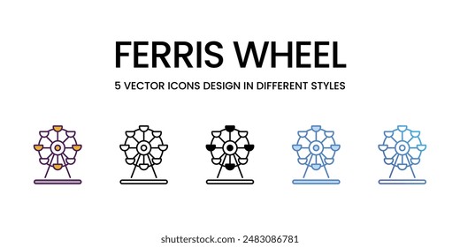 Ferris Wheel icons vector set stock illustration.