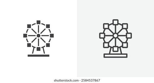 Ferris wheel icons vectors illustrations in black fill and liner versions