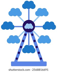 ferris wheel illustration with blue color.
ferris wheel cute vector.
cloud ferris wheel.