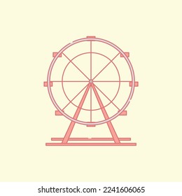 Ferris wheel illustration. Flat design vector icon.