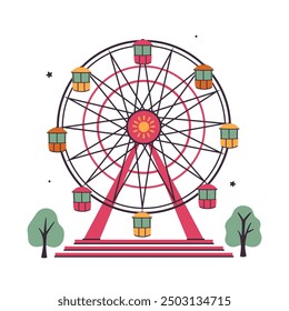 Ferris wheel isolate on white background. Vector graphics.