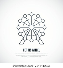 Ícone Ferris Wheel Line. Emblema de atração. 