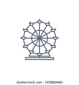 Riesenradsymbol - Karussell einfaches lineares Piktogramm auf weißem Hintergrund. Vektorgrafik.