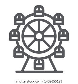 Ferris wheel line icon, funfair and entertainment, carousel sign, vector graphics, a linear pattern on a white background, eps 10.