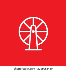 Ferris wheel line icon, graphics resource template, vector illustration.