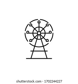 ferris wheel line icon on white background