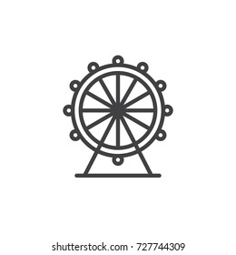 Ferris wheel line icon, outline vector sign, linear style pictogram isolated on white. Symbol, logo illustration. Editable stroke