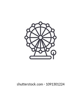 Ferris wheel linear icon concept. Ferris wheel line vector sign, symbol, illustration.