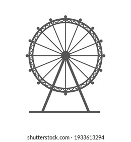 Ferris wheel lined icon. London Eye as popular tourist destination. Famous Great Britain sight isolated on white vector illustration. 