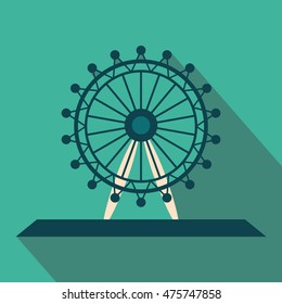 Ferris Wheel long shadow flat vector icon pack