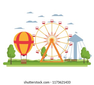 ferris wheel mechanical and air balloon