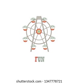 Ferris wheel on white isolated background. Logotype illustration.