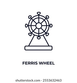 ferris wheel outline icon. Linear vector from entertainment concept. Thin line ferris wheel icon isolated on white background