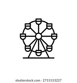 Icono de contorno de rueda de la fortuna Diseño de atracción de feria simple