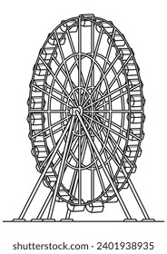 Ferris wheel in outline and vector format.