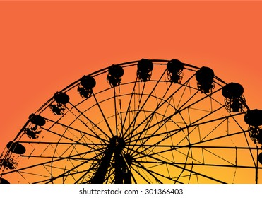  Ferris Wheel And Palm Tree With Print For T-shirt Graphic And Other Uses.Vector.