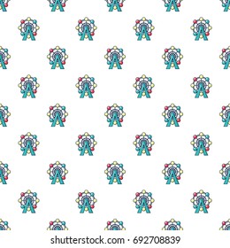 Ferris wheel pattern in cartoon style. Seamless pattern vector illustration