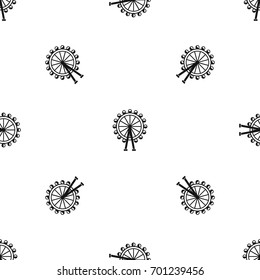 Ferris wheel pattern repeat seamless in black color for any design. Vector geometric illustration