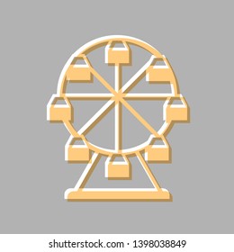 Ferris wheel sign. Emboss effect with light orange icon on gray background.