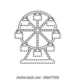 Ferris wheel sign. Vector. Black dashed icon on white background. Isolated.