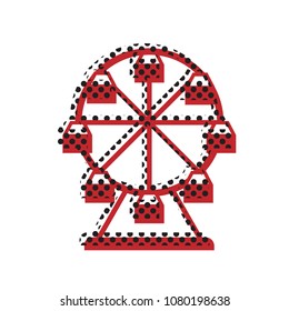 Ferris wheel sign. Vector. Brown icon with shifted black circle pattern as duplicate at white background. Isolated.