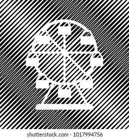 Ferris wheel sign. Vector. Icon. Hole in moire background.