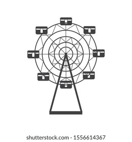 Ferris wheel silhouette icon, round carousel. The concept of entertainment, leisure and amusement park. Isolated vector line illustration.