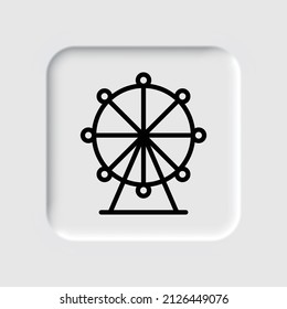 Ferris wheel simple icon. Flat desing. Neumorphism design.ai