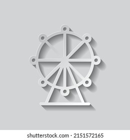 Ferris wheel simple icon. Flat design. Paper style with shadow. Gray background.ai