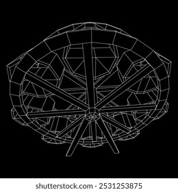 Roda gigante girando parque de diversões. Ilustração do vetor de malha de baixo poli do modelo de arames.