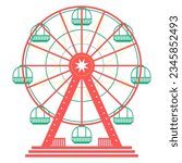 Ferris wheel spinning flat illustration