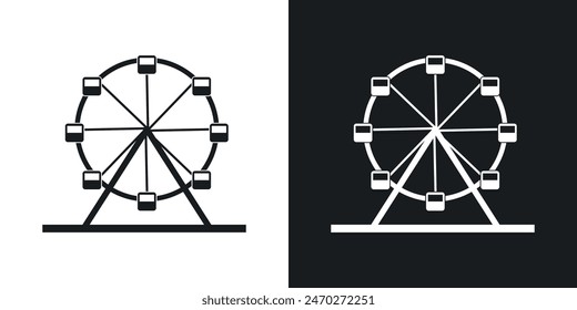 Ferris wheel symbols. Park festival carousel ride vector icon. Funfair carnival wheel ride vector.