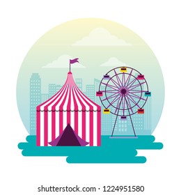 Ferris Wheel Tent Circus Carnival Stock Vector (Royalty Free ...