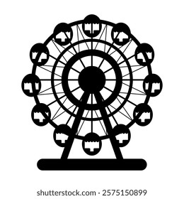 Ferris wheel. Vector black icon isolated on white background.