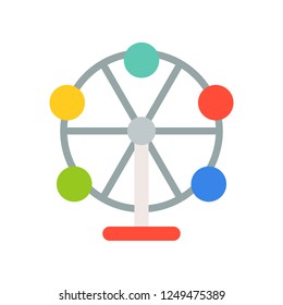 Ferris wheel vector icon, amusement park related flat design