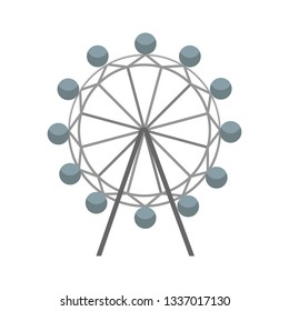 Ferris wheel Vector Icon. Attraction symbol. Flat vector illustration isolated on white background