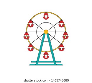 Ferris wheel Vector Icon. Ferris wheel icon in cartoon style isolated on white background