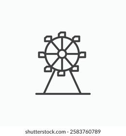 Ferris wheel vector icon isolated in black line