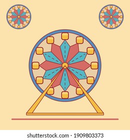 Ferris wheel vector icon logo.