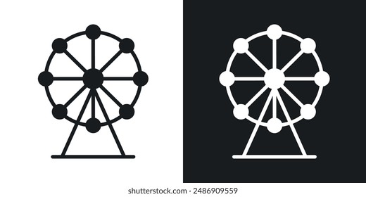 Icono del Vector de la rueda de la fortuna fijado en color blanco y negro sólido