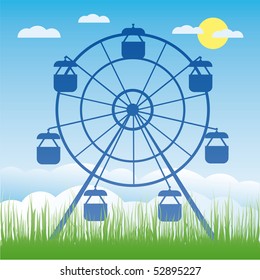 Ferris wheel vector illustration. Amusement park cartoon.