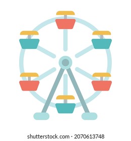 Ferris wheel vector illustration in cartoon style. Flat design for mobile app and web sites. 