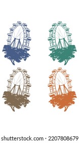 Ferris Wheel Vector Illustration Isolated On A White Background
