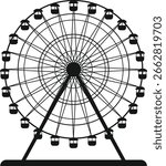 Ferris wheel vector isolated icon. Ferris Wheel Silhouette, Ferris Wheel Graphic, Ferris Wheel Silhouette Cut File,