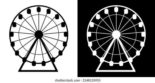 Ferris wheel vector isolated icon. A simple black and white silhouette illustration of a carousel.Ferris wheel vector isolated icon. A simple black and white silhouette illustration of a carousel.
