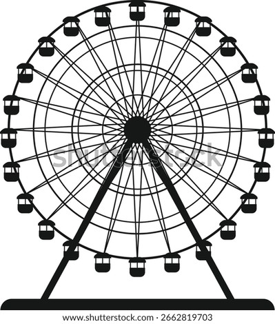 Ferris wheel vector isolated icon. Ferris Wheel Silhouette, Ferris Wheel Graphic, Ferris Wheel Silhouette Cut File,