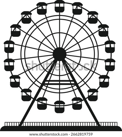 Ferris wheel vector isolated icon. Ferris Wheel Silhouette, Ferris Wheel Graphic, Ferris Wheel Silhouette Cut File,